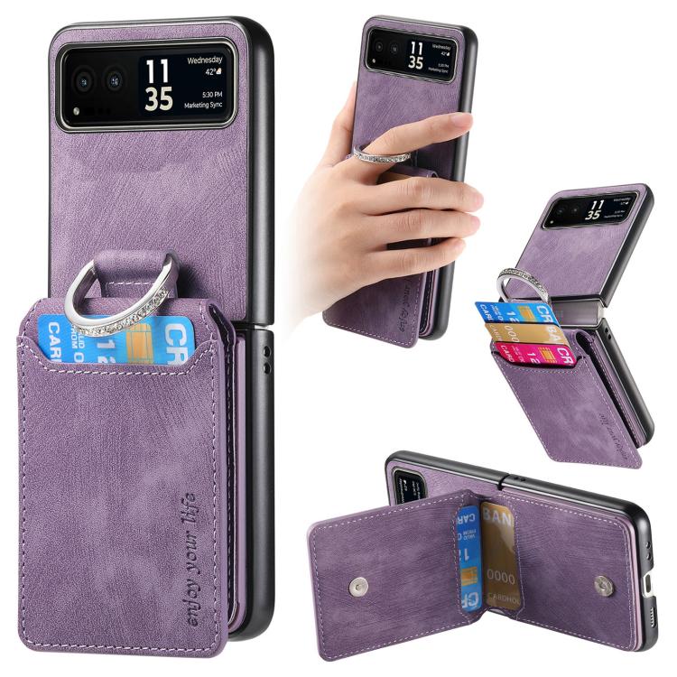 Retro Leather Ring Vertical Flip Wallet Phone Case, For Motorola Moto Razr 40, For Motorola Moto Razr 40 Ultra engret6097 Mobile Accessories Motorola Motorola Cases - APEXEL INDIA - Mobile Lens - Mobile Camera Lens - Cellphone Accessories - Phone Lens - Smartphone Lens