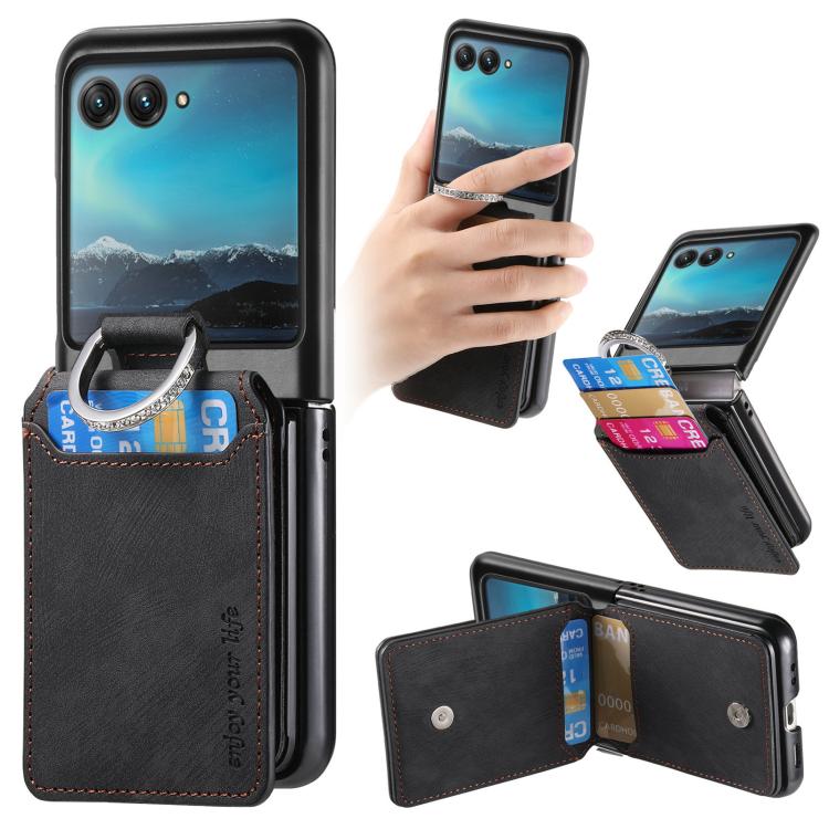 Retro Leather Ring Vertical Flip Wallet Phone Case, For Motorola Moto Razr 40, For Motorola Moto Razr 40 Ultra engret6097 Mobile Accessories Motorola Motorola Cases - APEXEL INDIA - Mobile Lens - Mobile Camera Lens - Cellphone Accessories - Phone Lens - Smartphone Lens