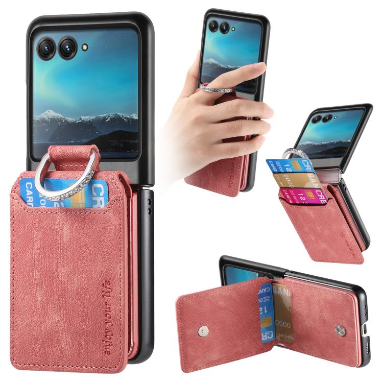 Retro Leather Ring Vertical Flip Wallet Phone Case, For Motorola Moto Razr 40, For Motorola Moto Razr 40 Ultra engret6097 Mobile Accessories Motorola Motorola Cases - APEXEL INDIA - Mobile Lens - Mobile Camera Lens - Cellphone Accessories - Phone Lens - Smartphone Lens