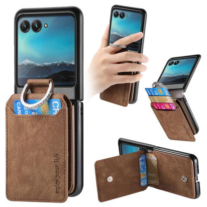 Retro Leather Ring Vertical Flip Wallet Phone Case, For Motorola Moto Razr 40, For Motorola Moto Razr 40 Ultra engret6097 Mobile Accessories Motorola Motorola Cases - APEXEL INDIA - Mobile Lens - Mobile Camera Lens - Cellphone Accessories - Phone Lens - Smartphone Lens