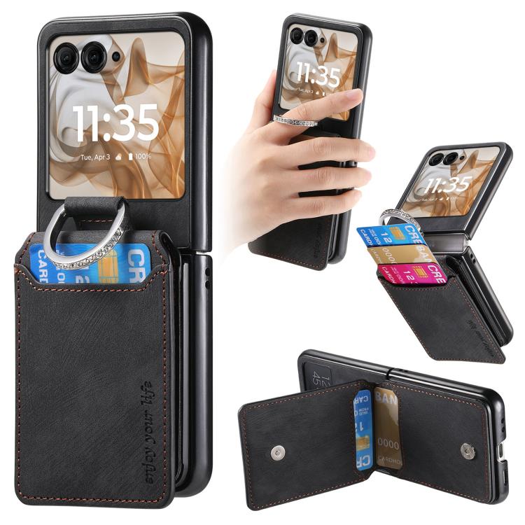 Retro Leather Ring Vertical Flip Wallet Phone Case, For Motorola Razr 60 Ultra, For Motorola Razr 60, For Motorola Moto Razr 50 Ultra, For Motorola Moto Razr 50 engret6096 Mobile Accessories Motorola Motorola Cases - APEXEL INDIA - Mobile Lens - Mobile Camera Lens - Cellphone Accessories - Phone Lens - Smartphone Lens
