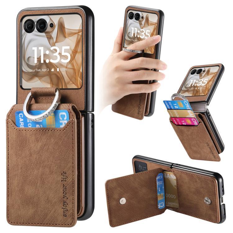 Retro Leather Ring Vertical Flip Wallet Phone Case, For Motorola Razr 60 Ultra, For Motorola Razr 60, For Motorola Moto Razr 50 Ultra, For Motorola Moto Razr 50 engret6096 Mobile Accessories Motorola Motorola Cases - APEXEL INDIA - Mobile Lens - Mobile Camera Lens - Cellphone Accessories - Phone Lens - Smartphone Lens