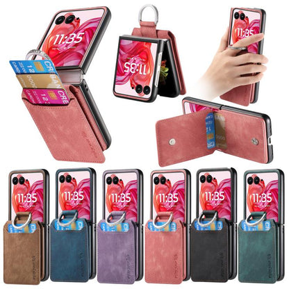 Retro Leather Ring Vertical Flip Wallet Phone Case, For Motorola Moto Razr 40, For Motorola Moto Razr 40 Ultra engret6097 Mobile Accessories Motorola Motorola Cases - APEXEL INDIA - Mobile Lens - Mobile Camera Lens - Cellphone Accessories - Phone Lens - Smartphone Lens