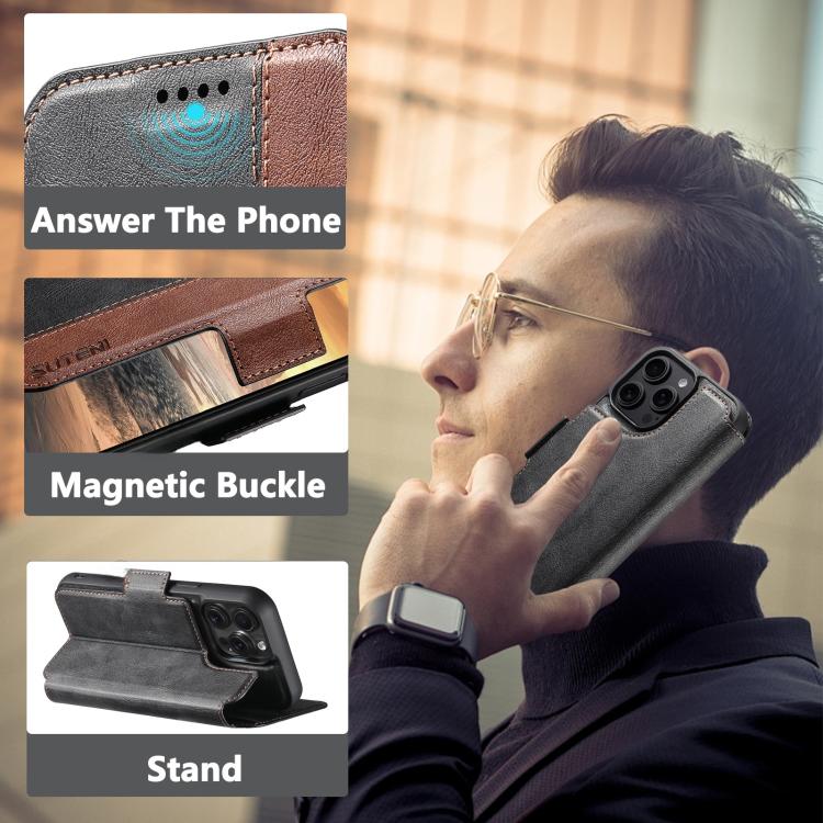 Suteni Q07 2-in-1 Multi-function Detachable Wallet MagSafe Phone Case, For iPhone 14 Plus, For iPhone 14, For iPhone 14 Pro, For iPhone 14 Pro Max, For iPhone 13 Pro Max, For iPhone 13 Pro, For iPhone 13, For iPhone 12 Apple Accessories engsut5583 iPhone 14 Plus - Suteni - Mobile Lens - Mobile Camera Lens - Cellphone Accessories - Phone Lens - Smartphone Lens