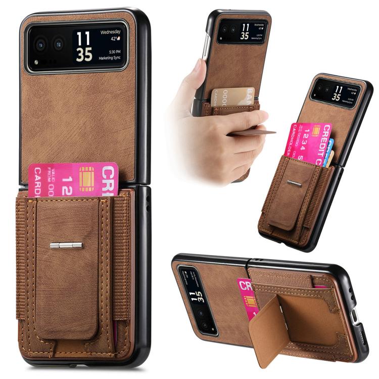 Retro Leather Fold Stand Elastic Card Bag Phone Case, For Motorola Moto Razr 40, For Motorola Moto Razr 40 Ultra engret6099 Mobile Accessories Motorola Motorola Cases - APEXEL INDIA - Mobile Lens - Mobile Camera Lens - Cellphone Accessories - Phone Lens - Smartphone Lens