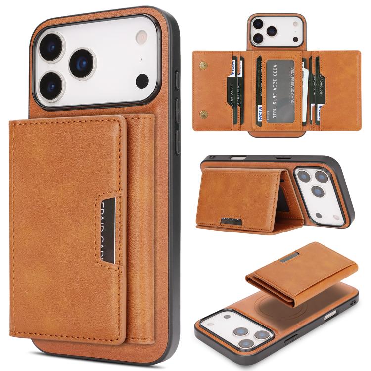 Kalebol Strong Magnetic MagSafe Tri-Fold Wallet Leather Phone Case, For iPhone 17 Pro Max, For iPhone 17 Pro, For iPhone 17, For iPhone 17 Air