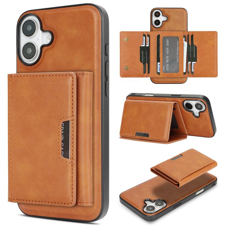 Kalebol Strong Magnetic MagSafe Tri-Fold Wallet Leather Phone Case, For iPhone 17 Pro Max, For iPhone 17 Pro, For iPhone 17, For iPhone 17 Air