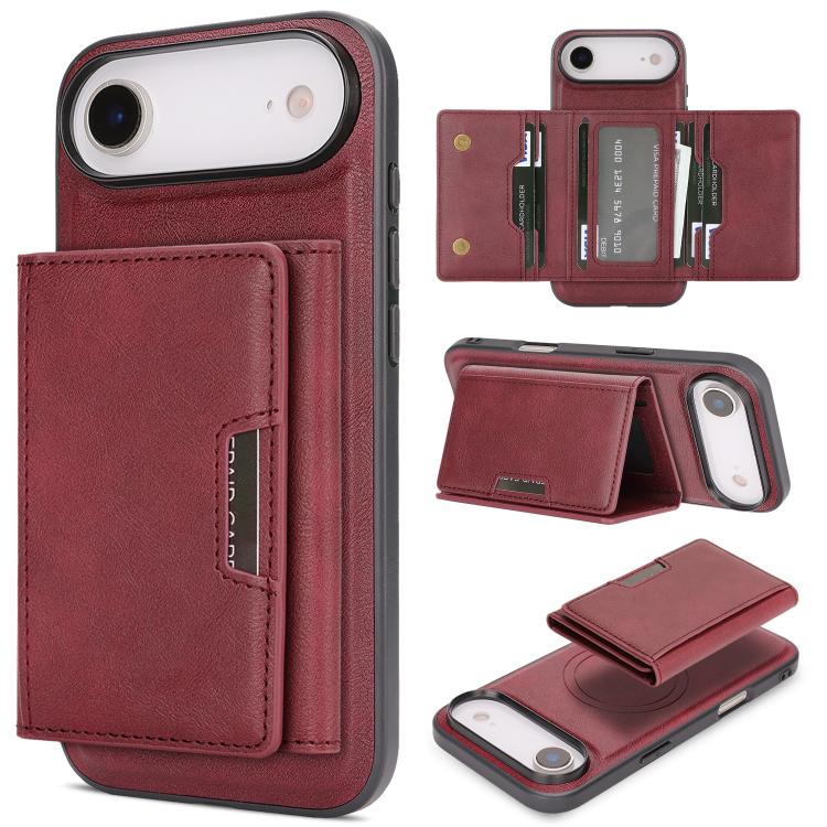 Kalebol Strong Magnetic MagSafe Tri-Fold Wallet Leather Phone Case, For iPhone 17 Pro Max, For iPhone 17 Pro, For iPhone 17, For iPhone 17 Air