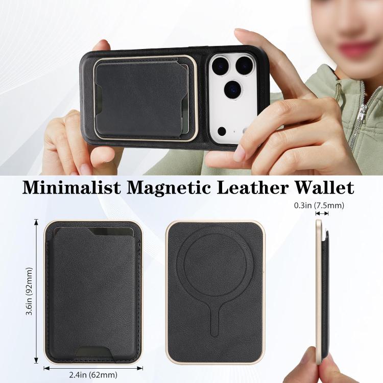 Kalebol Slim MagSafe Ring Magnetic Card Bag Leather Phone Case, For iPhone 17 Pro, For iPhone 17, For iPhone Air