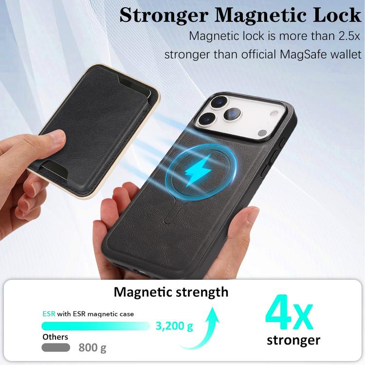 Kalebol Slim MagSafe Ring Magnetic Card Bag Leather Phone Case, For iPhone 17 Pro, For iPhone 17, For iPhone Air