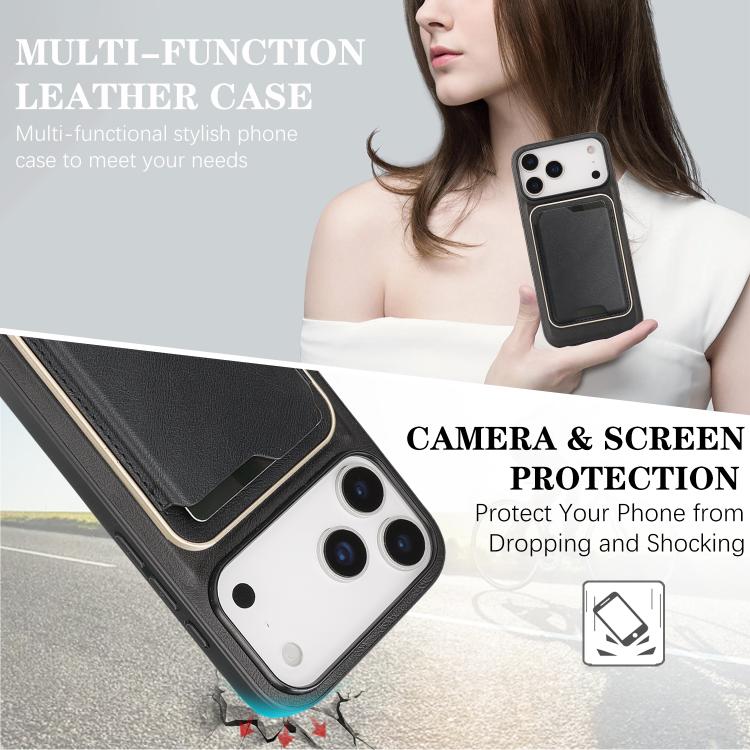 Kalebol Slim MagSafe Ring Magnetic Card Bag Leather Phone Case, For iPhone 17 Pro, For iPhone 17, For iPhone Air