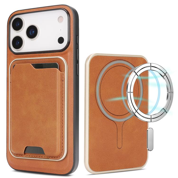Kalebol Slim MagSafe Ring Magnetic Card Bag Leather Phone Case, For iPhone 17 Pro, For iPhone 17, For iPhone Air