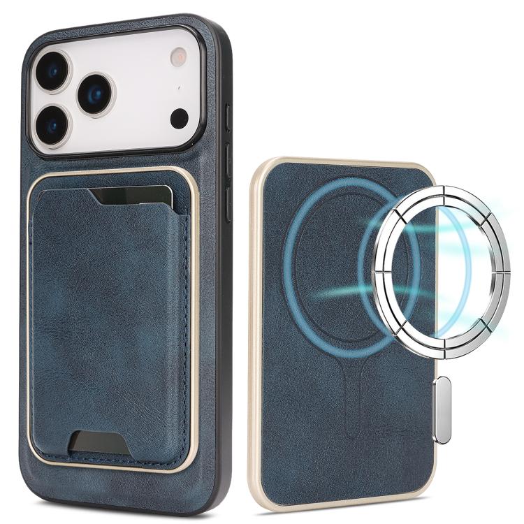 Kalebol Slim MagSafe Ring Magnetic Card Bag Leather Phone Case, For iPhone 17 Pro, For iPhone 17, For iPhone Air