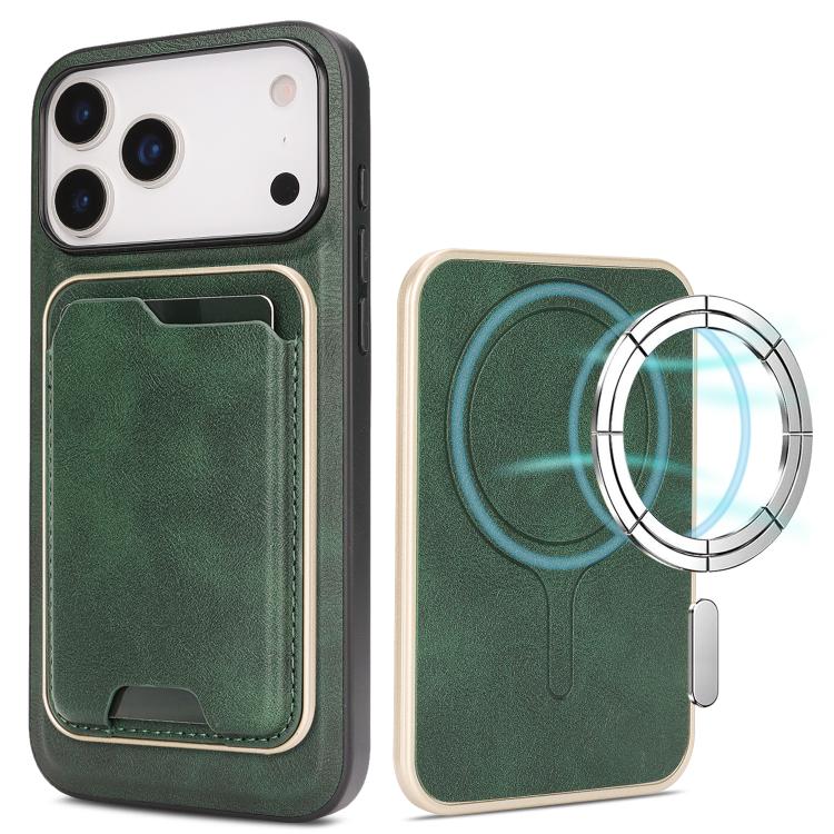 Kalebol Slim MagSafe Ring Magnetic Card Bag Leather Phone Case, For iPhone 17 Pro, For iPhone 17, For iPhone Air
