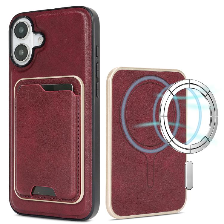 Kalebol Slim MagSafe Ring Magnetic Card Bag Leather Phone Case, For iPhone 17 Pro, For iPhone 17, For iPhone Air
