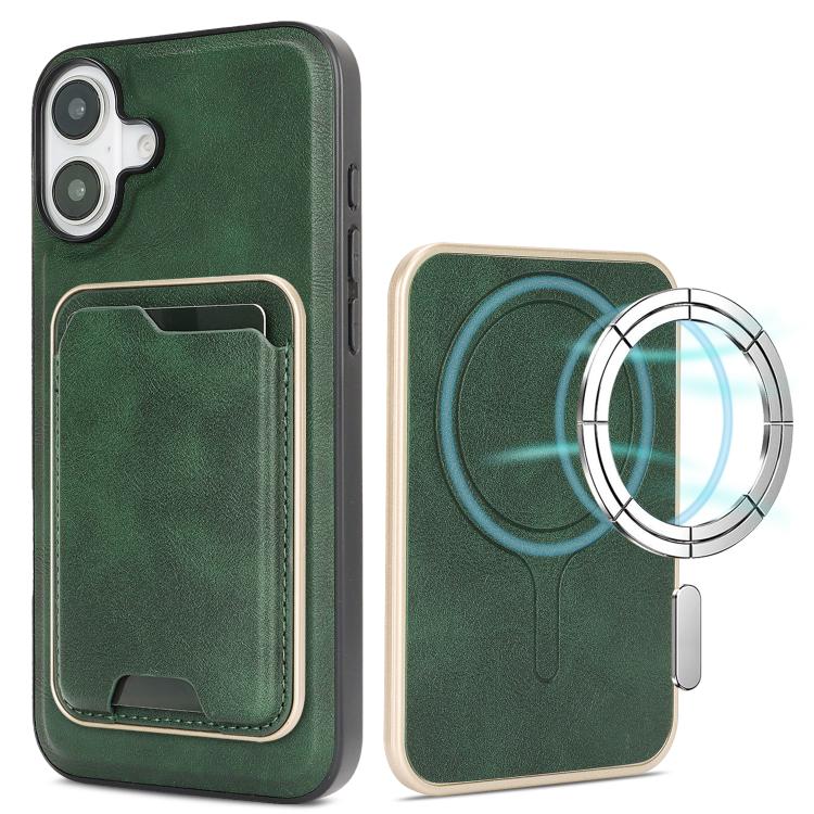 Kalebol Slim MagSafe Ring Magnetic Card Bag Leather Phone Case, For iPhone 17 Pro, For iPhone 17, For iPhone Air