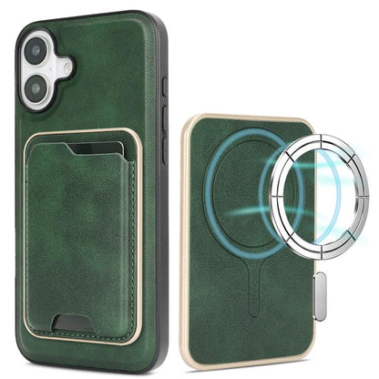 Kalebol Slim MagSafe Ring Magnetic Card Bag Leather Phone Case, For iPhone 17 Pro, For iPhone 17, For iPhone Air