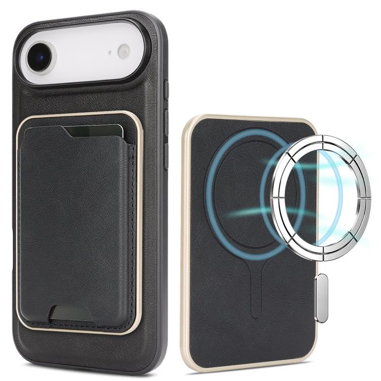 Kalebol Slim MagSafe Ring Magnetic Card Bag Leather Phone Case, For iPhone 17 Pro, For iPhone 17, For iPhone Air
