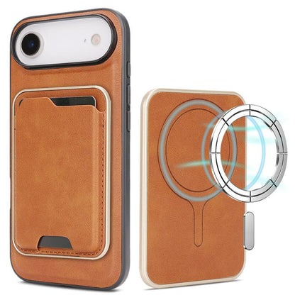Kalebol Slim MagSafe Ring Magnetic Card Bag Leather Phone Case, For iPhone 17 Pro, For iPhone 17, For iPhone Air