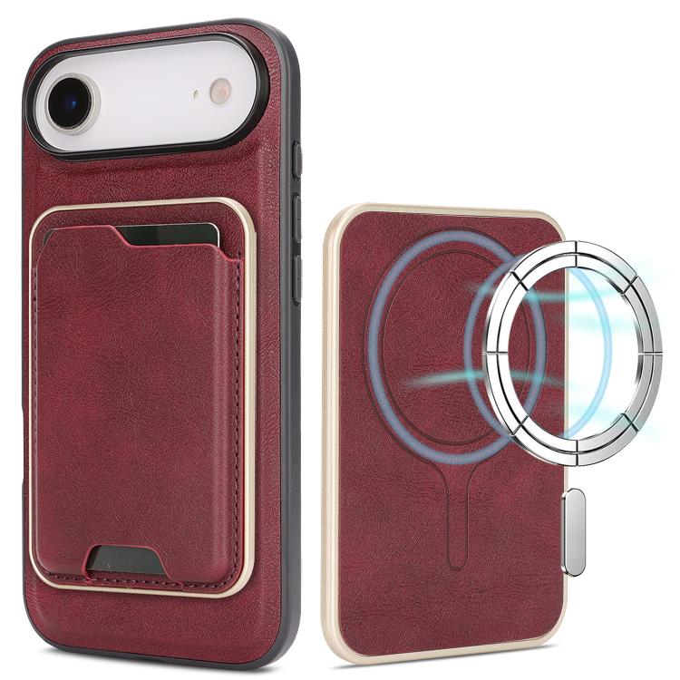 Kalebol Slim MagSafe Ring Magnetic Card Bag Leather Phone Case, For iPhone 17 Pro, For iPhone 17, For iPhone Air