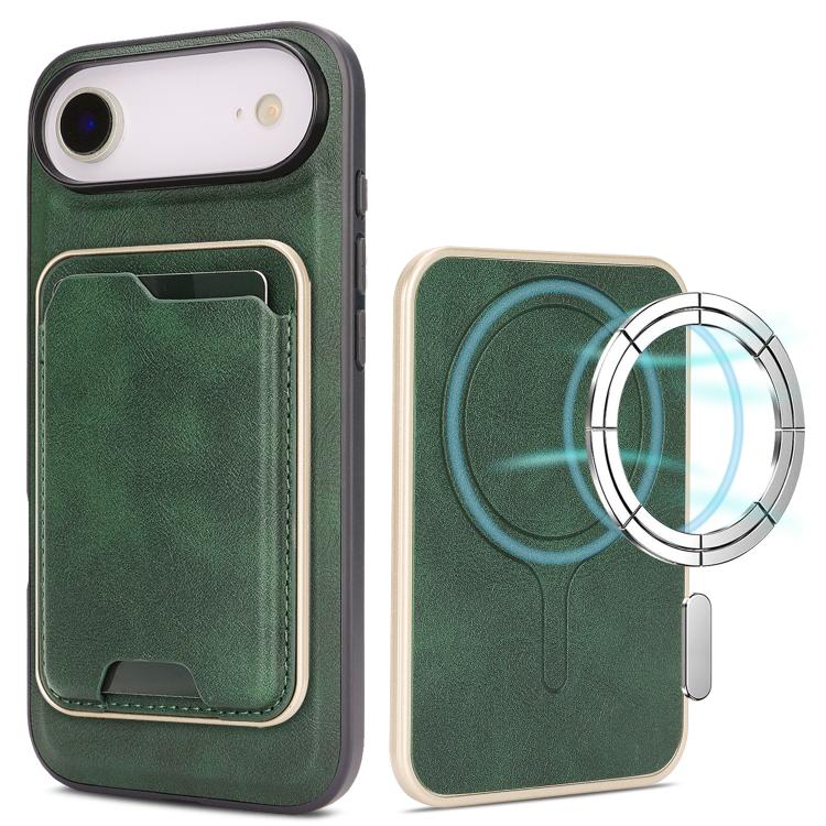 Kalebol Slim MagSafe Ring Magnetic Card Bag Leather Phone Case, For iPhone 17 Pro, For iPhone 17, For iPhone Air