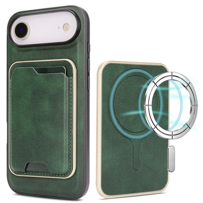 Kalebol Slim MagSafe Ring Magnetic Card Bag Leather Phone Case, For iPhone 17 Pro, For iPhone 17, For iPhone Air