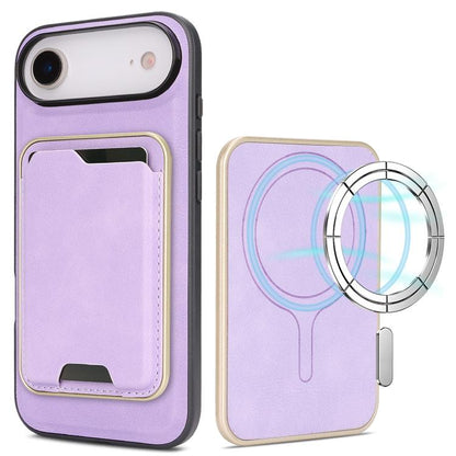 Kalebol Slim MagSafe Ring Magnetic Card Bag Leather Phone Case, For iPhone 17 Pro, For iPhone 17, For iPhone Air