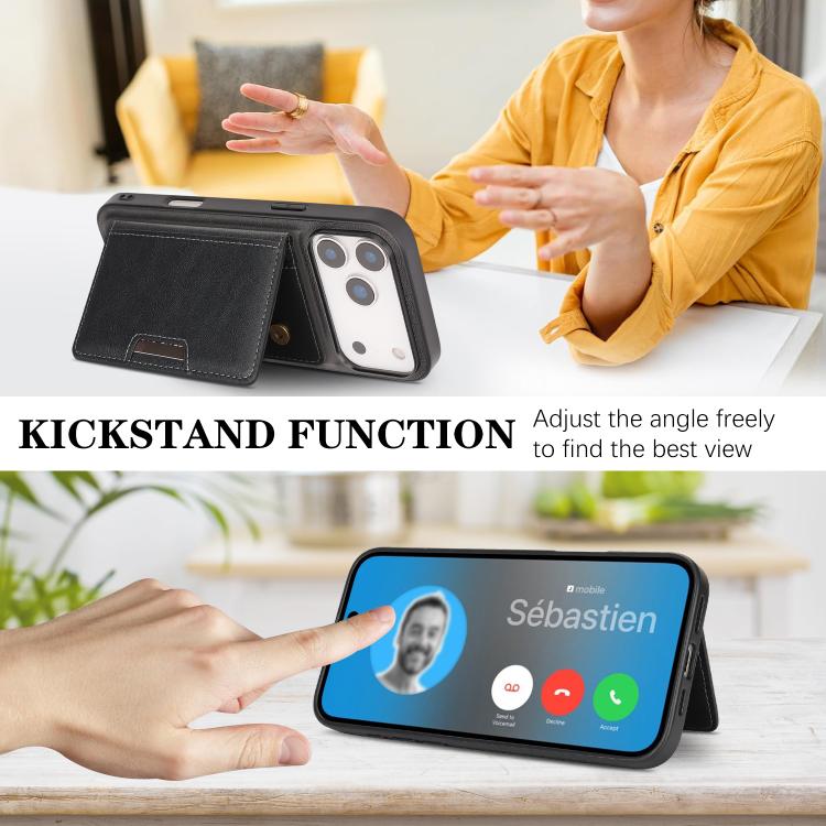 Kalebol Strong MagSafe Magnetic Two-Fold Card Bag Leather Phone Case, For iPhone 17 Pro, For iPhone 17, For iPhone Air, For iPhone 17e / 16e