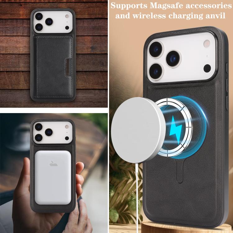 Kalebol Strong MagSafe Magnetic Two-Fold Card Bag Leather Phone Case, For iPhone 17 Pro, For iPhone 17, For iPhone Air, For iPhone 17e / 16e