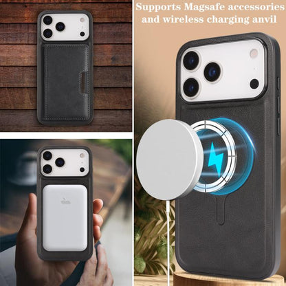 Kalebol Strong MagSafe Magnetic Two-Fold Card Bag Leather Phone Case, For iPhone 17 Pro, For iPhone 17, For iPhone Air, For iPhone 17e / 16e