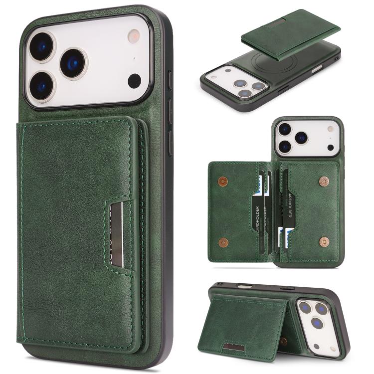 Kalebol Strong MagSafe Magnetic Two-Fold Card Bag Leather Phone Case, For iPhone 17 Pro, For iPhone 17, For iPhone Air, For iPhone 17e / 16e