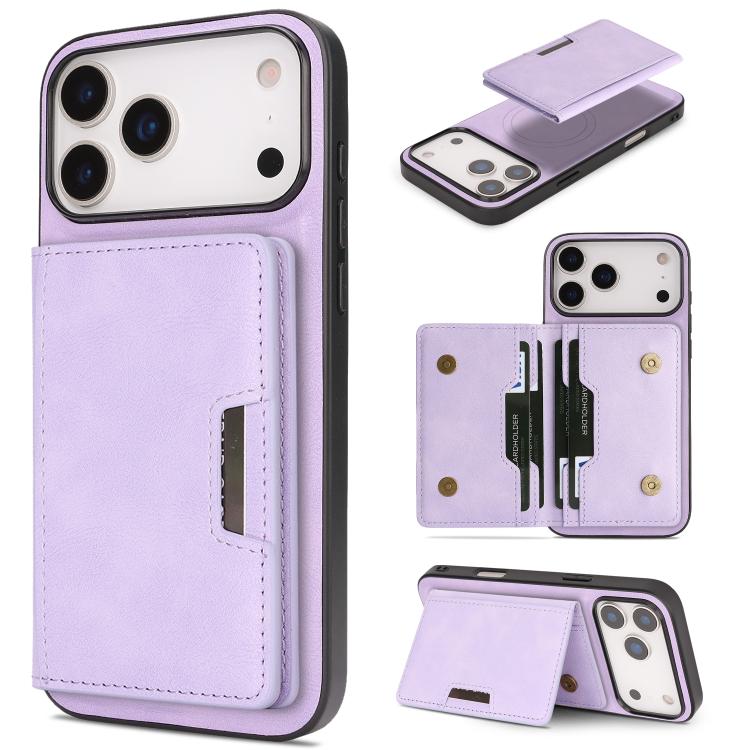 Kalebol Strong MagSafe Magnetic Two-Fold Card Bag Leather Phone Case, For iPhone 17 Pro, For iPhone 17, For iPhone Air, For iPhone 17e / 16e