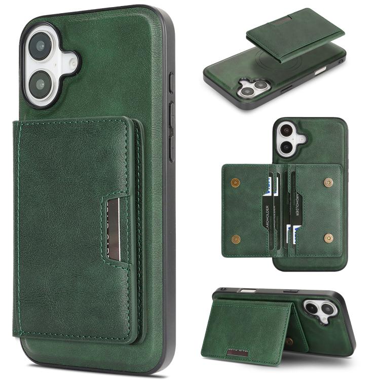 Kalebol Strong MagSafe Magnetic Two-Fold Card Bag Leather Phone Case, For iPhone 17 Pro, For iPhone 17, For iPhone Air, For iPhone 17e / 16e