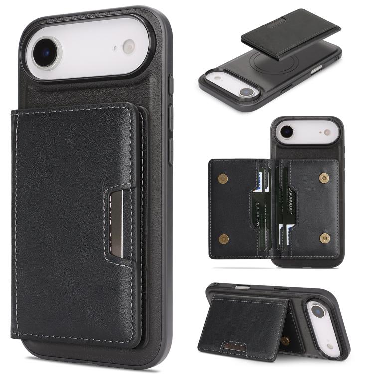 Kalebol Strong MagSafe Magnetic Two-Fold Card Bag Leather Phone Case, For iPhone 17 Pro, For iPhone 17, For iPhone Air, For iPhone 17e / 16e