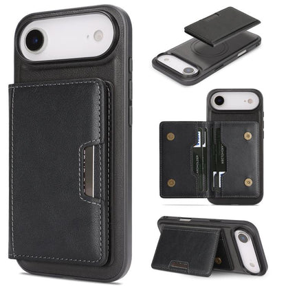Kalebol Strong MagSafe Magnetic Two-Fold Card Bag Leather Phone Case, For iPhone 17 Pro, For iPhone 17, For iPhone Air, For iPhone 17e / 16e