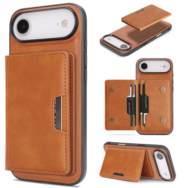 Kalebol Strong MagSafe Magnetic Two-Fold Card Bag Leather Phone Case, For iPhone 17 Pro, For iPhone 17, For iPhone Air, For iPhone 17e / 16e
