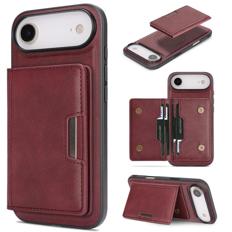 Kalebol Strong MagSafe Magnetic Two-Fold Card Bag Leather Phone Case, For iPhone 17 Pro, For iPhone 17, For iPhone Air, For iPhone 17e / 16e