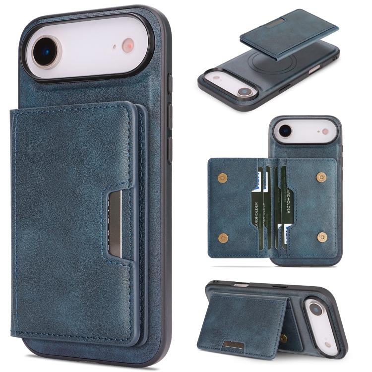 Kalebol Strong MagSafe Magnetic Two-Fold Card Bag Leather Phone Case, For iPhone 17 Pro, For iPhone 17, For iPhone Air, For iPhone 17e / 16e