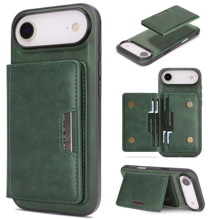 Kalebol Strong MagSafe Magnetic Two-Fold Card Bag Leather Phone Case, For iPhone 17 Pro, For iPhone 17, For iPhone Air, For iPhone 17e / 16e