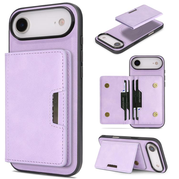 Kalebol Strong MagSafe Magnetic Two-Fold Card Bag Leather Phone Case, For iPhone 17 Pro, For iPhone 17, For iPhone Air, For iPhone 17e / 16e
