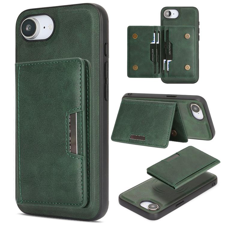 Kalebol Strong MagSafe Magnetic Two-Fold Card Bag Leather Phone Case, For iPhone 17 Pro, For iPhone 17, For iPhone Air, For iPhone 17e / 16e