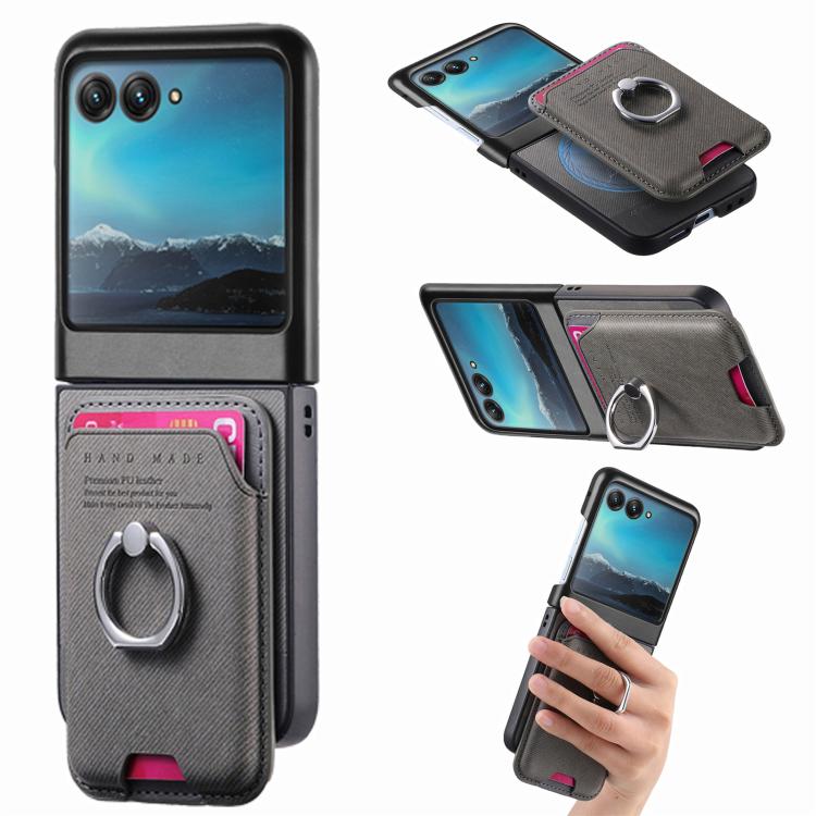 Twill Fabric Card Bag Ring Magnetic Back Phone Case, For Motorola Moto Razr 40 Ultra, For Motorola Moto Razr 50 / 60 engtwi6101 Mobile Accessories Motorola Motorola Cases - APEXEL INDIA - Mobile Lens - Mobile Camera Lens - Cellphone Accessories - Phone Lens - Smartphone Lens