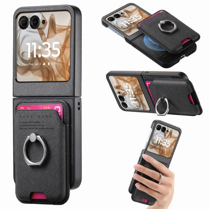 Twill Fabric Card Bag Ring Magnetic Back Phone Case, For Motorola Moto Razr 40 Ultra, For Motorola Moto Razr 50 / 60 engtwi6101 Mobile Accessories Motorola Motorola Cases - APEXEL INDIA - Mobile Lens - Mobile Camera Lens - Cellphone Accessories - Phone Lens - Smartphone Lens
