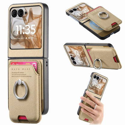 Twill Fabric Card Bag Ring Magnetic Back Phone Case, For Motorola Moto Razr 40 Ultra, For Motorola Moto Razr 50 / 60 engtwi6101 Mobile Accessories Motorola Motorola Cases - APEXEL INDIA - Mobile Lens - Mobile Camera Lens - Cellphone Accessories - Phone Lens - Smartphone Lens