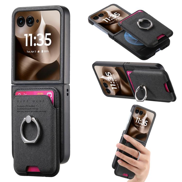 Twill Fabric Card Bag Ring Magnetic Back Phone Case, For Motorola Moto Razr 60 Ultra, For Motorola Moto Razr 50 Ultra, For Motorola Moto Razr 40 engtwi6100 Mobile Accessories Motorola Motorola Cases - APEXEL INDIA - Mobile Lens - Mobile Camera Lens - Cellphone Accessories - Phone Lens - Smartphone Lens