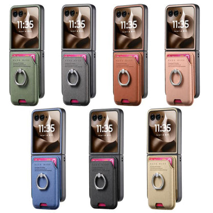 Twill Fabric Card Bag Ring Magnetic Back Phone Case, For Motorola Moto Razr 40 Ultra, For Motorola Moto Razr 50 / 60 engtwi6101 Mobile Accessories Motorola Motorola Cases - APEXEL INDIA - Mobile Lens - Mobile Camera Lens - Cellphone Accessories - Phone Lens - Smartphone Lens