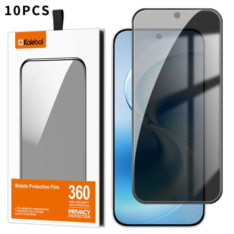 10pcs Kalebol High-Aluminum Screen-Printed Full-Coverage Black-Border Privacy Tempered Glass Film, For vivo S60 5G, For vivo X300 FE 5G Russia, For vivo iQOO 15T 5G, For vivo X300 Ultra, For vivo X300 Pro, For vivo X300