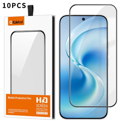 10pcs Kalebol High-Aluminum Screen-Printed Full-Coverage Anti-Fingerprint Black-Bordered HD Tempered Glass Film, For vivo S60 5G, For vivo X300 FE 5G Russia, For vivo iQOO 15T 5G, For vivo X300 Ultra, For vivo X300 Pro, For vivo X300