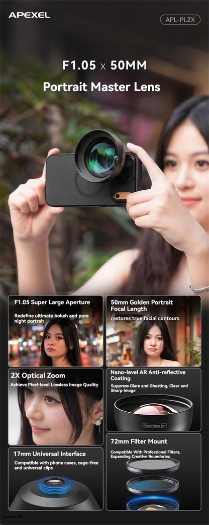 [New] Apexel 50mm Portrait Lens for Smartphones [2026]