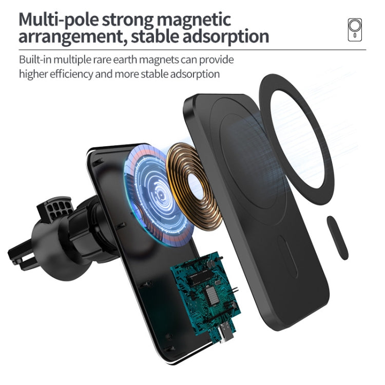 N16 10W Car Air Outlet + Suction Cup Magsafe Magnetic Wireless Charger Mobile Phone Holder For IPhone 12 Series engn165769 In Car Interior Accessories Wireless Charger Holders - APEXEL INDIA - Mobile Lens - Mobile Camera Lens - Cellphone Accessories - Phone Lens - Smartphone Lens